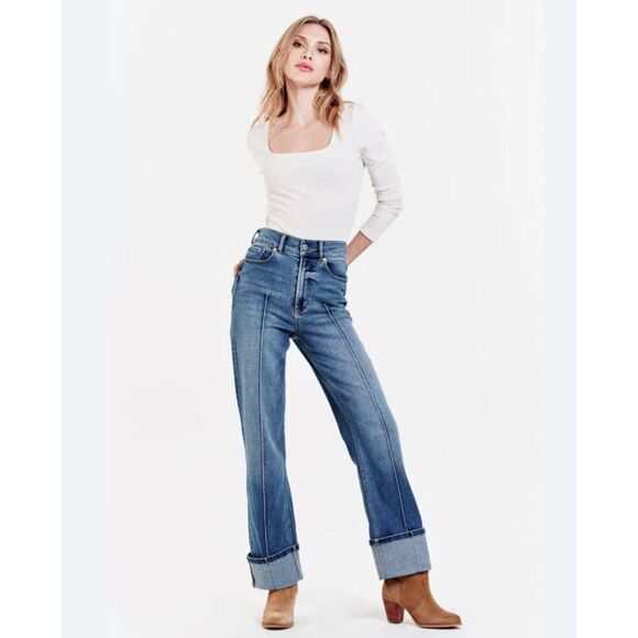 Dear John Holly Super High Rise Cuffed Straight Jeans Justice $228 27 - Picture 1 of 8